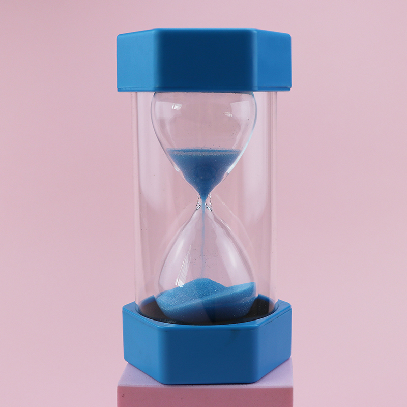 Estilo de capa hexagonal de plástico colorido 30/20 minutos Hourglass Sandglass Sand Clock Timer Hot