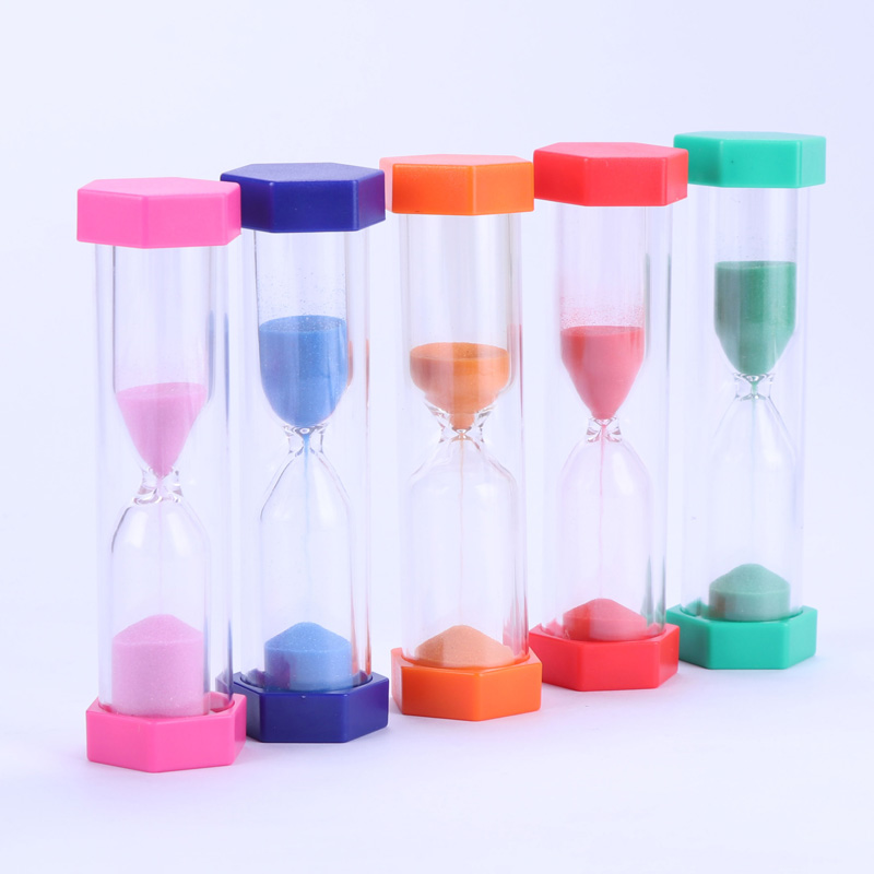 Factory Supply Logo Custom Outdoor Plastic 3min5 minutos Purple Hexágono Plástico Hourglass Sand Timer